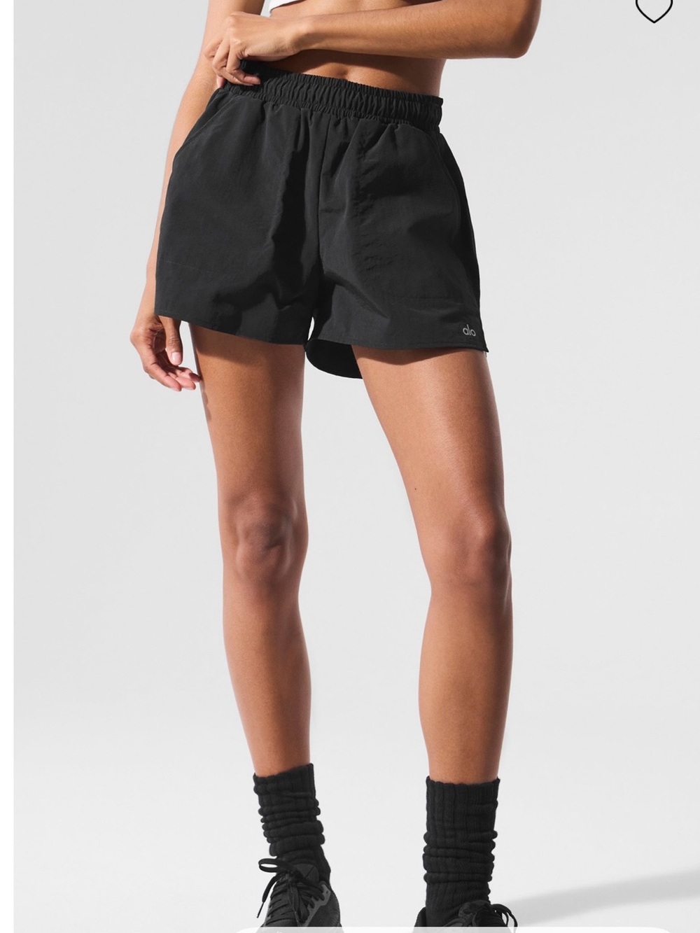 ALO Yoga Black Athletic Shorts with Elastic Waistband - Picture 3 of 6